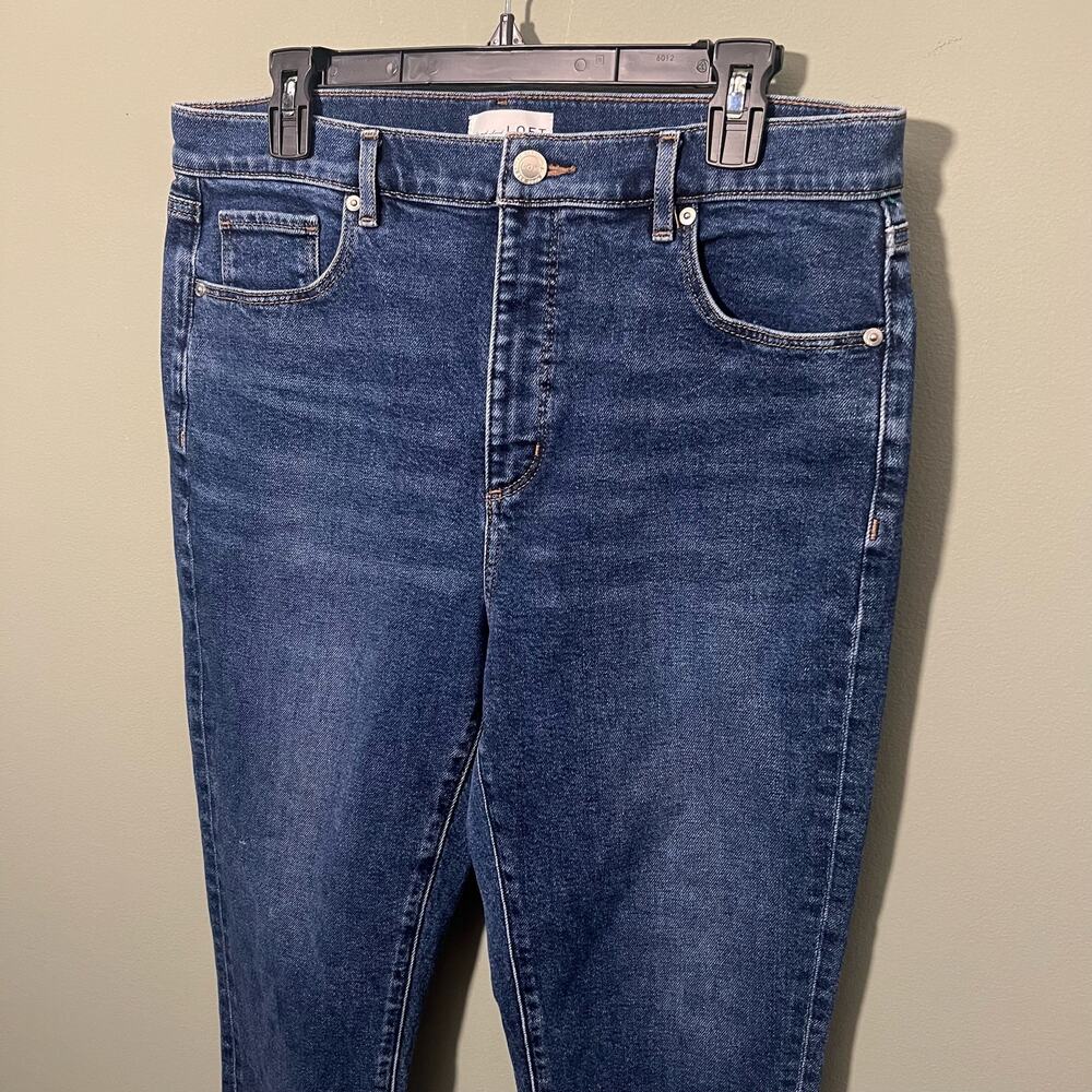 LOFT Modern Denim High Waist Skinny Ankle Jeans, Vintage Dark Wash, Size 32 / 14 - Picture 7 of 12